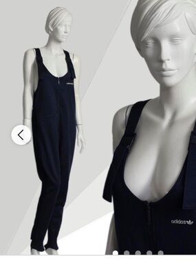 Vintage Adidas 70s 80s Navy Blue Overalls Jumpsuit S/M